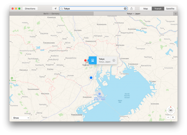 Tabs in Apple Maps funktionieren wie in Safari, mit einer Ausnahme: Ein Session-Handling funktioniert nicht. (Screenshot: Golem.de)